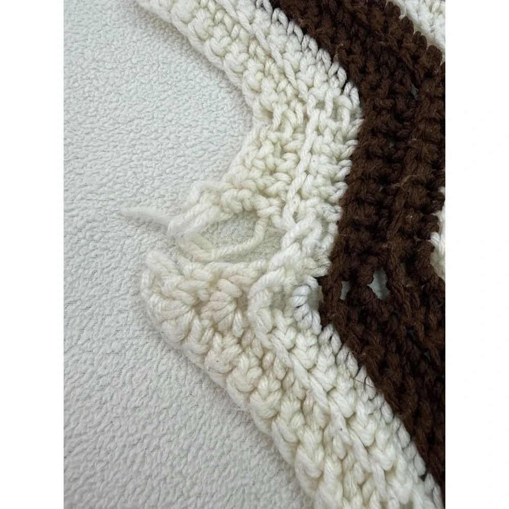 Handmade Crochet Granny Afghan Blanket Multicolor Chevron Pattern Large